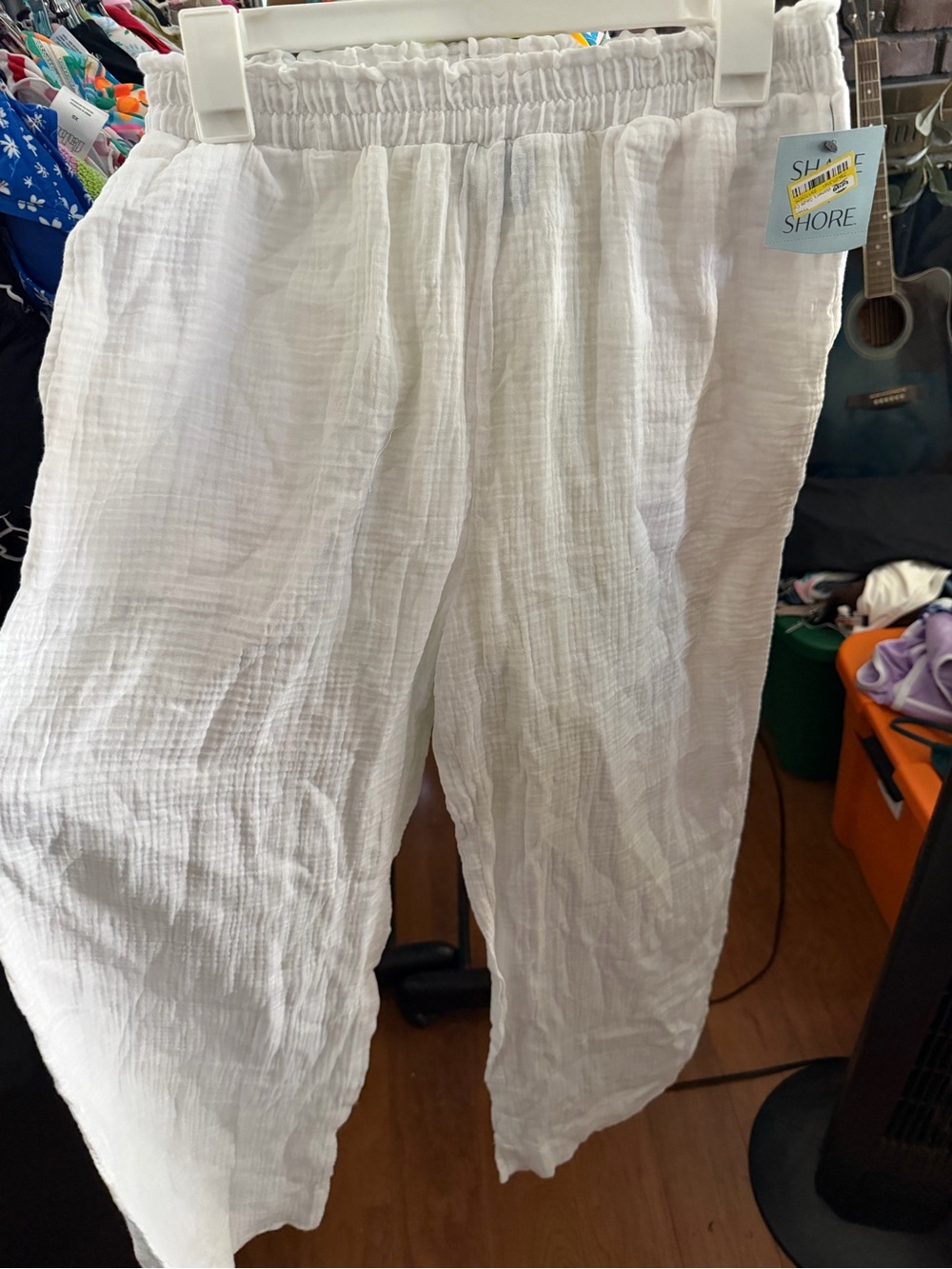 Target White Gauze Elastic Waist Crop Pants